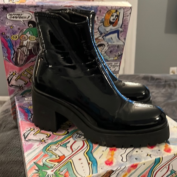 Jeffrey Campbell Shoes - Jeffrey Campbell Tacked Bootie In Black Crinkle Patent.